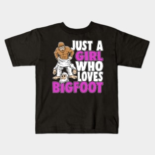 Just A Girl Who Loves Bigfoot Yeti Party Sasquatch Kids T-Shirt